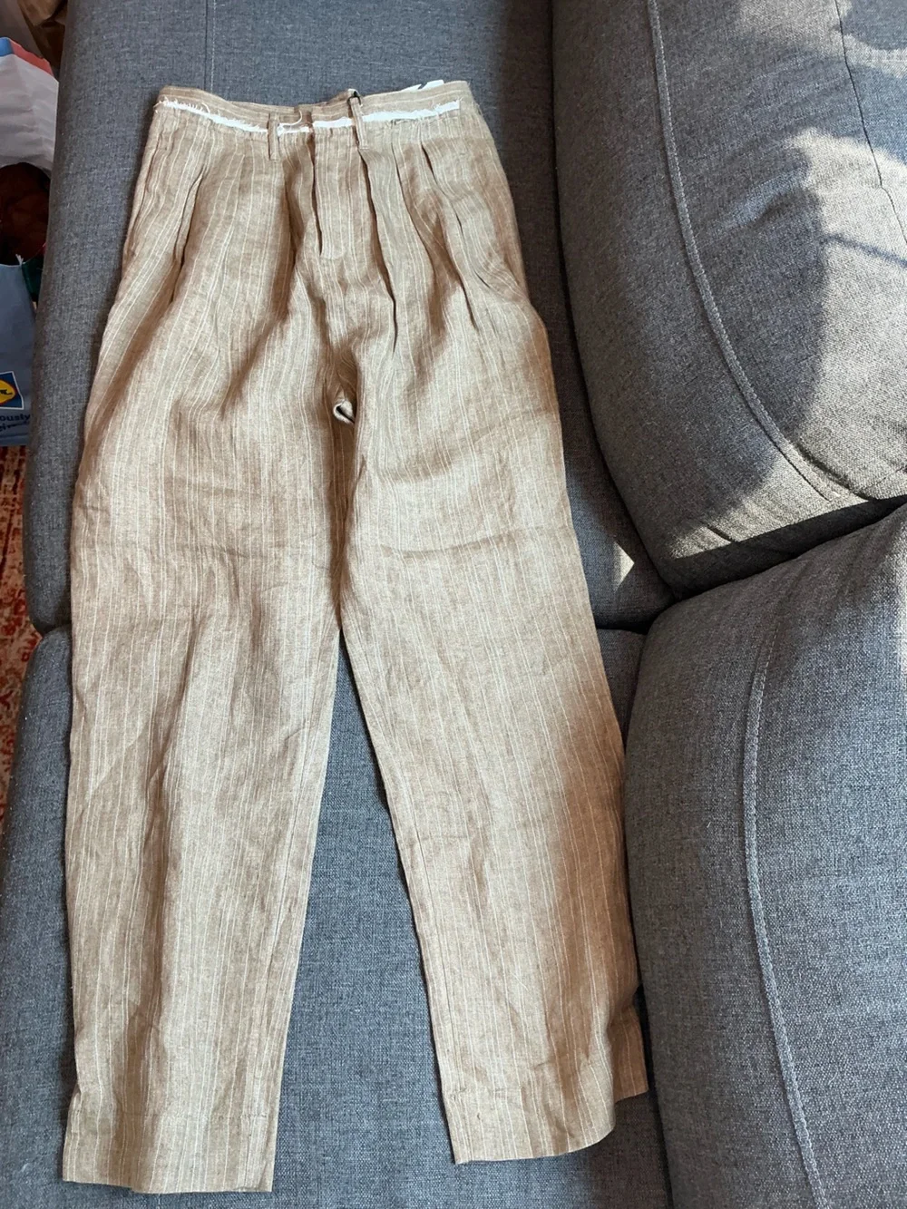 Zara Linen-Blend Pants in Light Brown